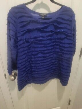 Notations Woman Size XL Sparkly Purple Layered Blouse